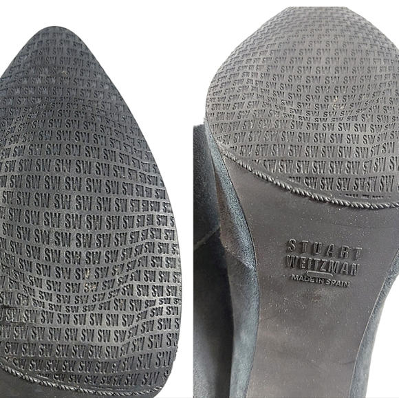 Stuart Weitzman Gray Suede Gold Tone Heeled Boots - Picture 13 of 17